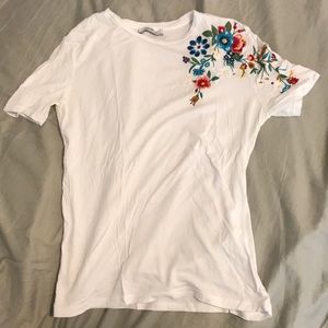 White embroidered Zara teeshirt